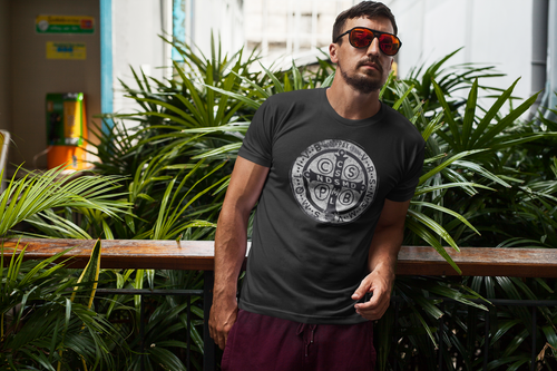 The Medal of Saint Benedict Unisex Shirt - Heather Black: 3XL