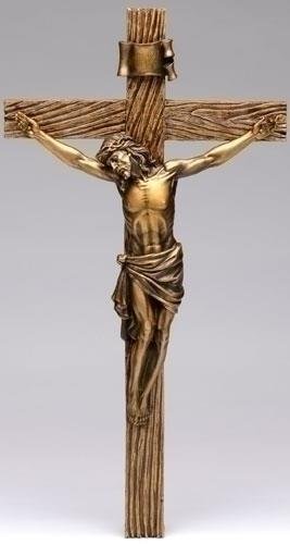 Antique Gold Wall Crucifix  8 1/4"
