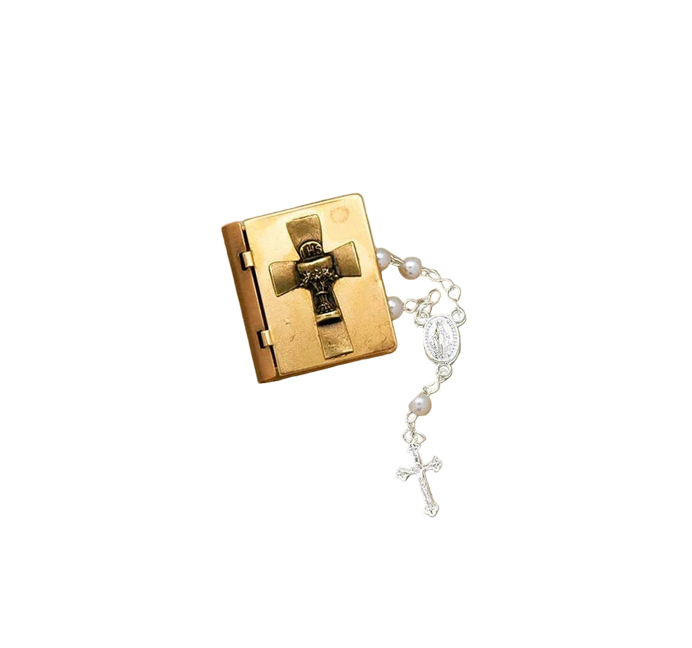 Vintage Chalice Box and Pearl Decade Rosary