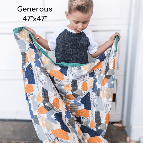 Catholic Luxury Double Sided Muslin Blanket - Faith Moves Mountains