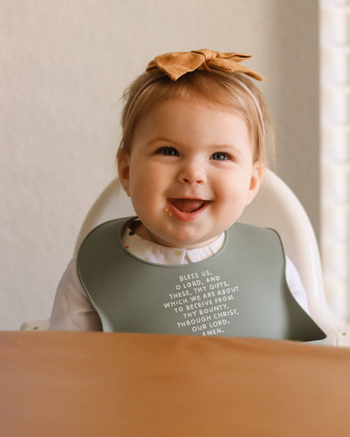 Meal Blessing Silicone Bib: Powder Blue