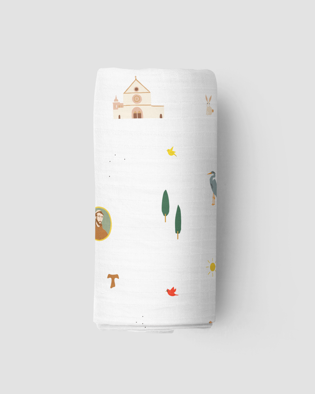 Saint Francis Muslin Swaddle Baby Blanket: Saint Francis