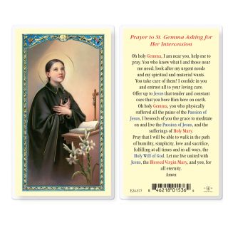 Tarjeta sagrada laminada de San Gemma Galgani (plástico cubierto)