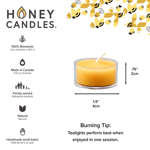 Natural Beeswax Tealight Candles - Clear Cup
