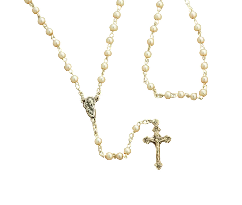 White Pearl Rosary 4mm