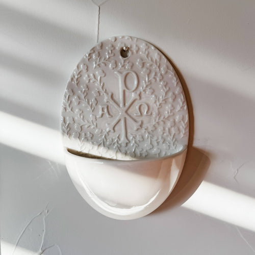 Chi Rho Holy Water Font for Home