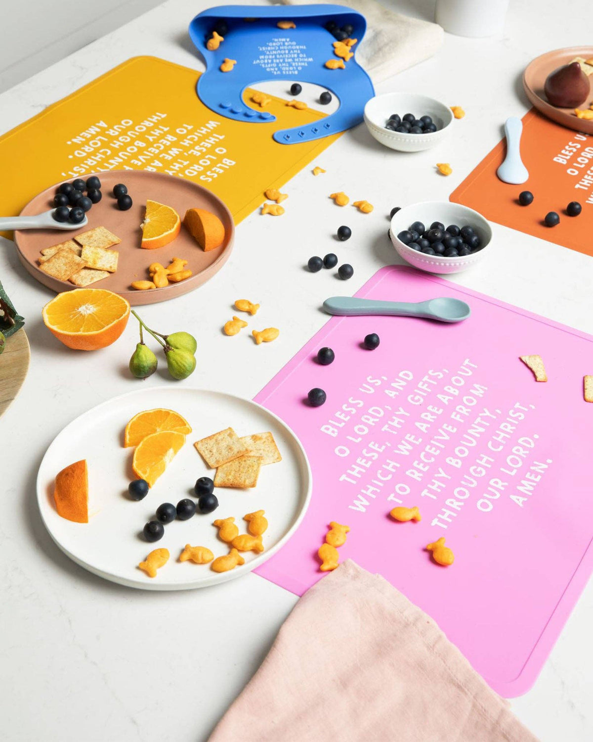 Meal Blessing Silicone Placemat: Cornflower Blue