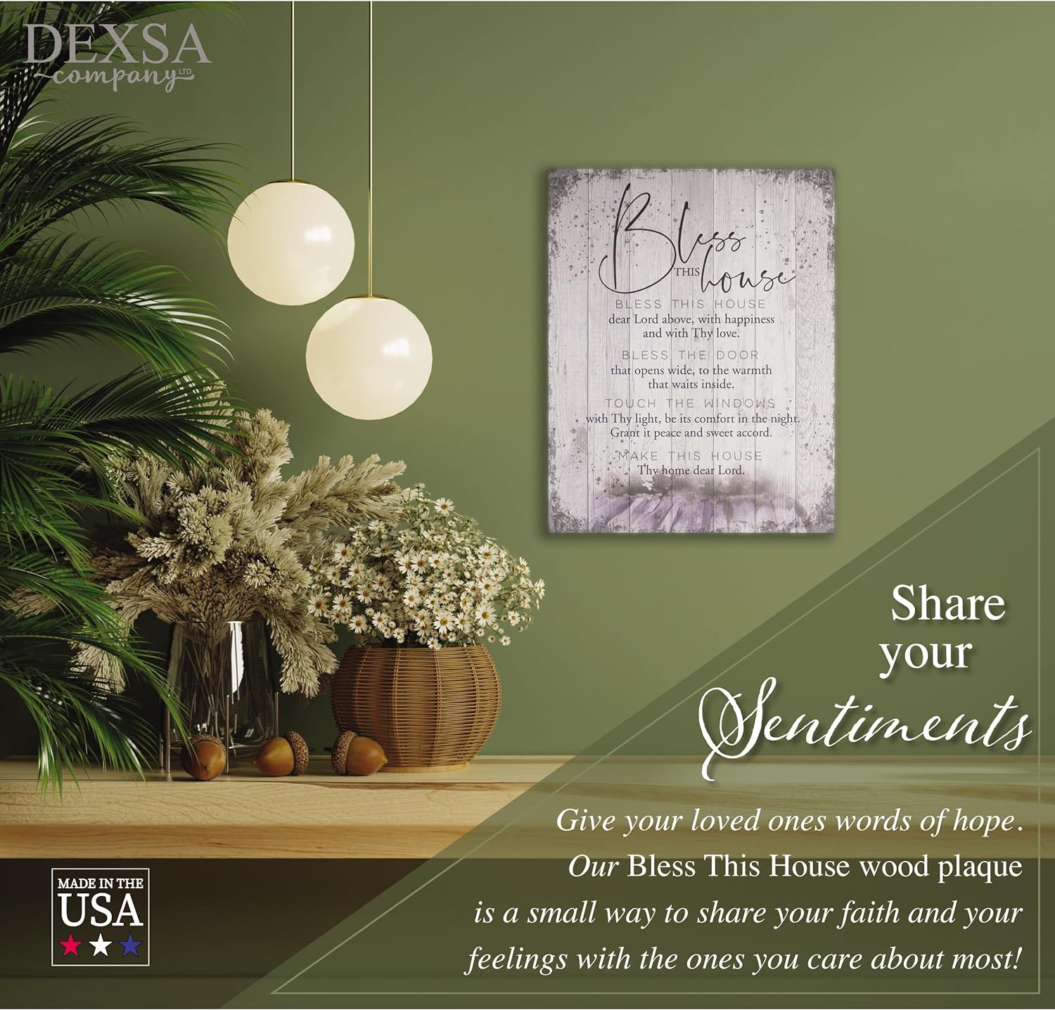 Bless This House Wood Plaque 15" - Unique Catholic Gifts