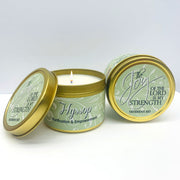 Hyssop Candle in Scripture Tin "The Joy of the Lord" - Unique Catholic Gifts