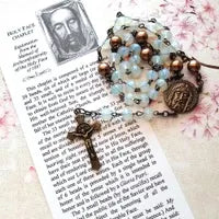 3rd Class Relic Holy Face Rosary Chaplet Opaque Crystal and Bronze