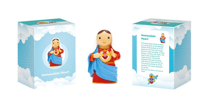 3.5" Immaculate Heart of Mary collector’s edition figurine with red and blue robes and packaging box