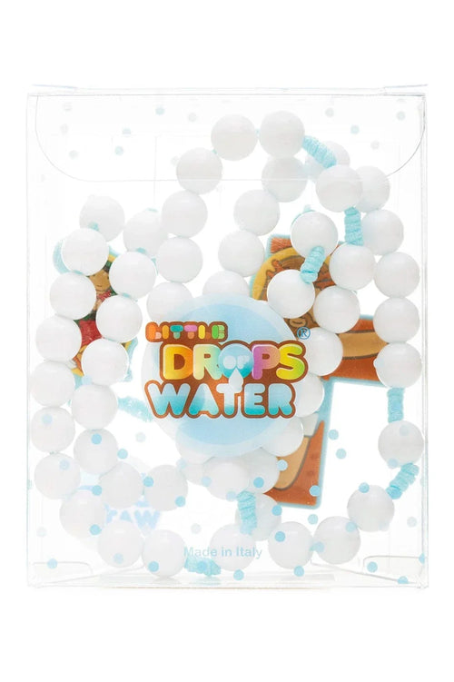 Our Lady of Guadalupe blue kid’s rosary with white acrylic beads in clear acrylic gift box packaging