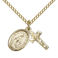 Miraculous Medal 1/2" with  Crucifix 1/2" 14k Gold Filled - Unique Catholic Gifts