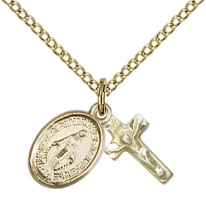 Miraculous Medal 1/2" with  Crucifix 1/2" 14k Gold Filled - Unique Catholic Gifts