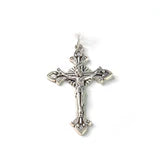 22-inch Our Lady of Medjugorje rosary with Mother of Pearl beads, oval Virgin Mary medal, and hanging crucifix detail