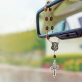 Saint Michael Holy Land Olive Wood Auto Rosary
