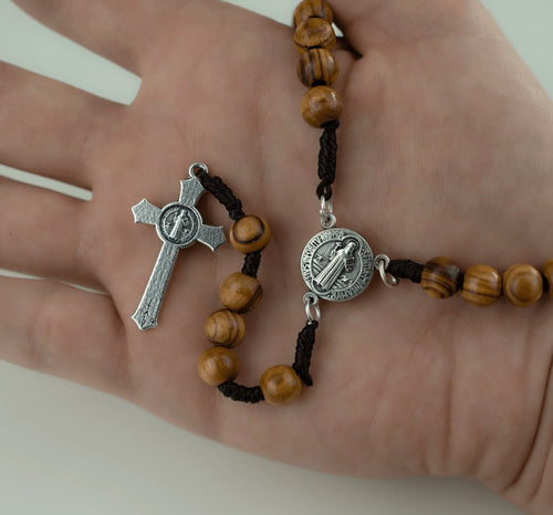 Olive Wood Rosary Saint Benedict