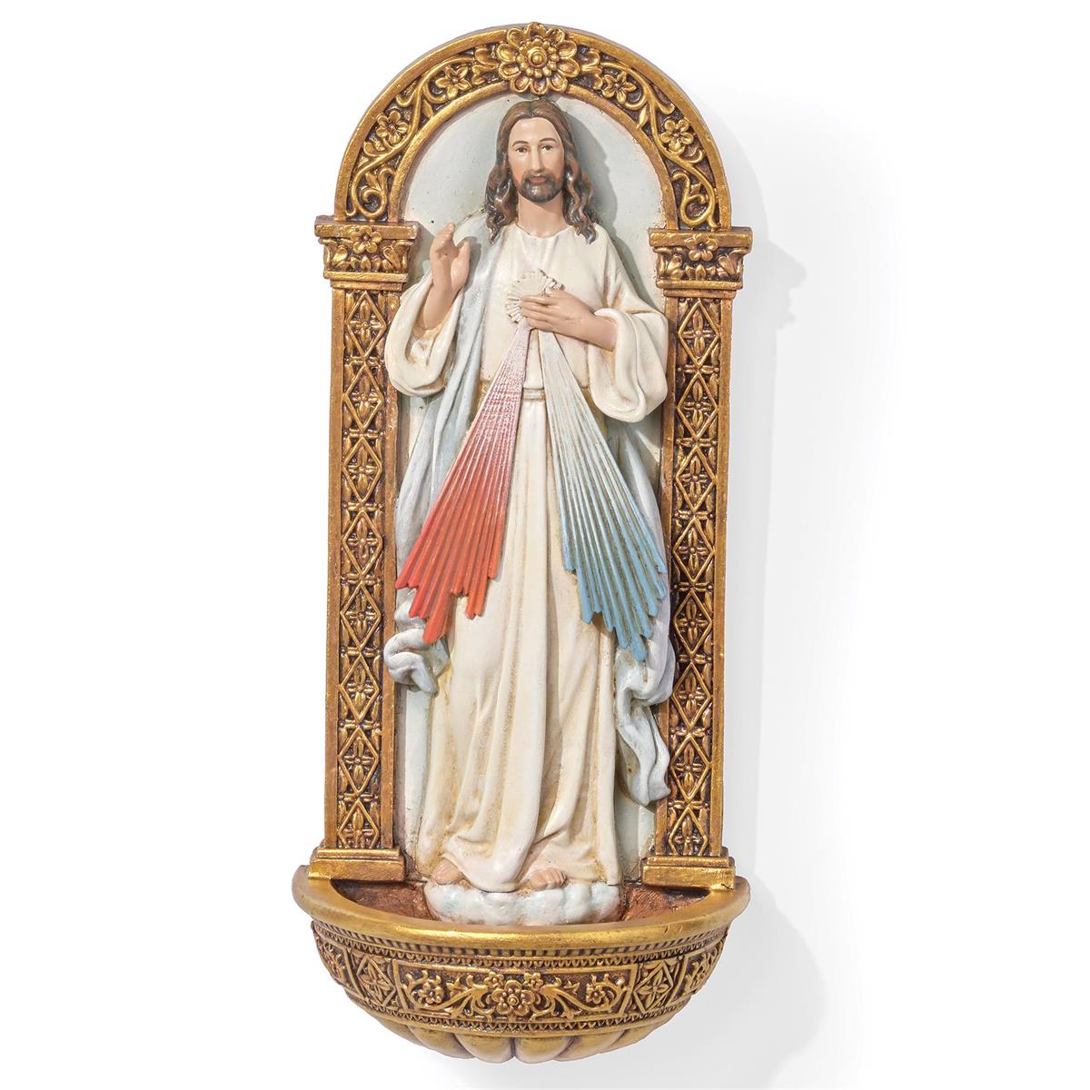 Divine Mercy Holy Water Font 7 1/4"