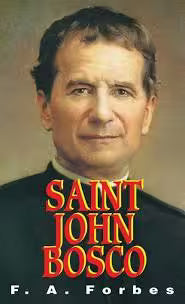 Book cover of "Saint John Bosco: The Friend of Youth" featuring portrait of St. John Bosco with bold red and yellow text