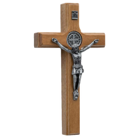 Wood and Onyx Saint Benedict Wall Crucifix 4 3/4" - Unique Catholic Gifts