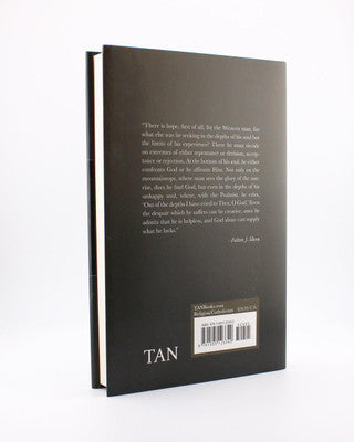 Back cover of the book Thinking Life Through by Archbishop Fulton J. Sheen, featuring a quote and barcode on a black background