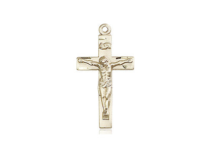 14kt Gold Filled Crucifix Pendant on a 18 inch Gold Filled Light Curb Chain - Unique Catholic Gifts