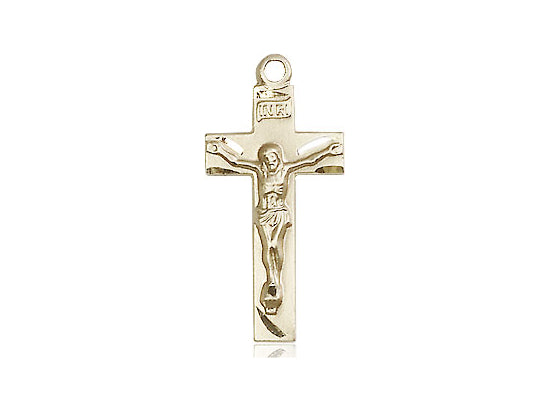14kt Gold Filled Crucifix Pendant on a 18 inch Gold Filled Light Curb Chain - Unique Catholic Gifts