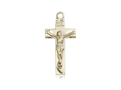 14kt Gold Filled Crucifix Pendant on a 18 inch Gold Filled Light Curb Chain - Unique Catholic Gifts