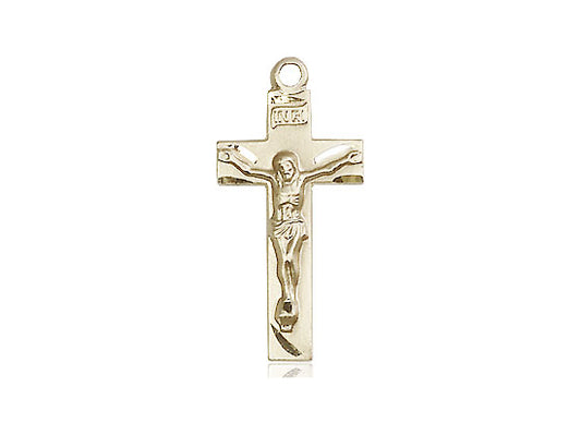 14kt Gold Filled Crucifix Pendant on a 18 inch Gold Filled Light Curb Chain - Unique Catholic Gifts