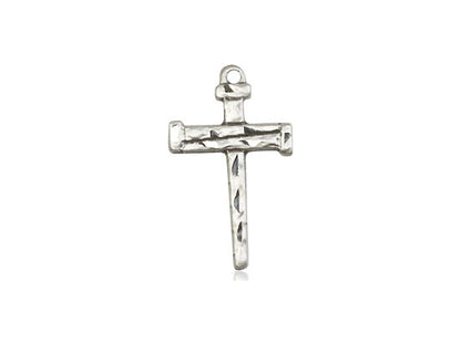 Sterling Silver Nail Cross Pendant on a 18 inch Sterling Silver Light Curb Chain - Unique Catholic Gifts