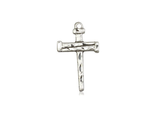 Sterling Silver Nail Cross Pendant on a 18 inch Sterling Silver Light Curb Chain - Unique Catholic Gifts