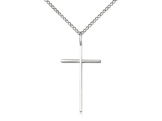 Sterling Silver Cross Pendant on a 18 inch Sterling Silver Light Curb Chain - Unique Catholic Gifts