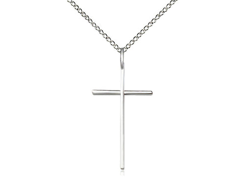Sterling Silver Cross Pendant on a 18 inch Sterling Silver Light Curb Chain - Unique Catholic Gifts