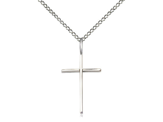 Sterling Silver Cross Pendant on a 18 inch Sterling Silver Light Curb Chain - Unique Catholic Gifts