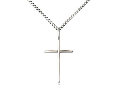 Sterling Silver Cross Pendant on a 18 inch Sterling Silver Light Curb Chain - Unique Catholic Gifts