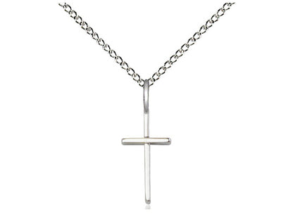Sterling Silver Cross Pendant on a 18 inch Sterling Silver Light Curb Chain - Unique Catholic Gifts