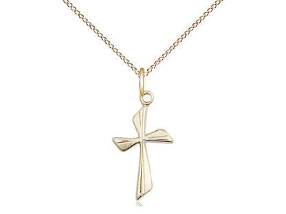 14kt Gold Filled Cross Pendant on a 18 inch Gold Filled Light Curb Chain - Unique Catholic Gifts
