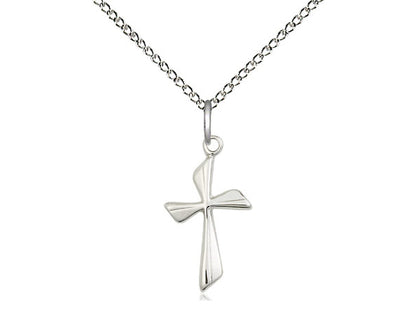 Sterling Silver Cross Pendant on a 18 inch Sterling Silver Light Curb Chain - Unique Catholic Gifts