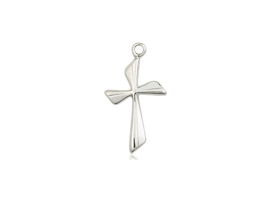 Sterling Silver Cross Pendant on a 18 inch Sterling Silver Light Curb Chain - Unique Catholic Gifts
