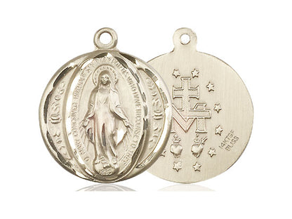 14kt Gold Filled Miraculous Pendant on a 24 inch Gold Plate Heavy Curb Chain - Unique Catholic Gifts