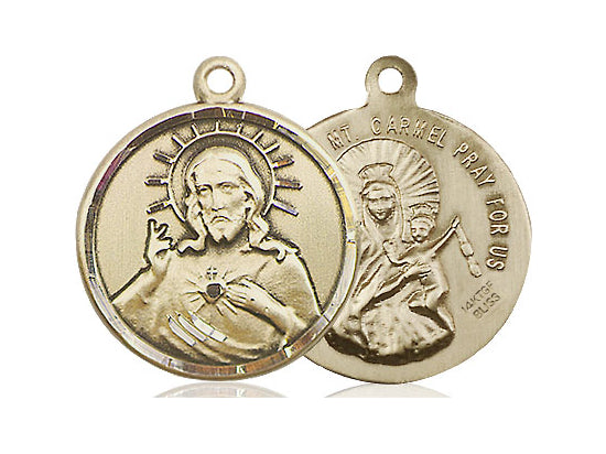 14kt Gold Filled Scapular Pendant on a 24 inch Gold Plate Heavy Curb Chain - Unique Catholic Gifts