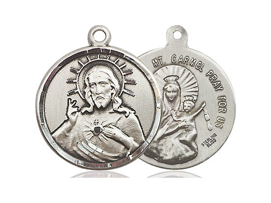 Sterling Silver Scapular Pendant on a 24 inch Light Rhodium Heavy Curb Chain - Unique Catholic Gifts