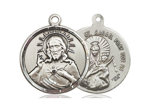 Sterling Silver Scapular Pendant on a 24 inch Light Rhodium Heavy Curb Chain - Unique Catholic Gifts