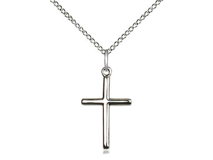 Sterling Silver Cross Pendant on a 18 inch Sterling Silver Light Curb Chain - Unique Catholic Gifts