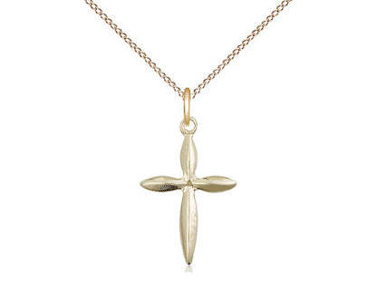 14kt Gold Filled Cross Pendant on a 18 inch Gold Filled Light Curb Chain - Unique Catholic Gifts