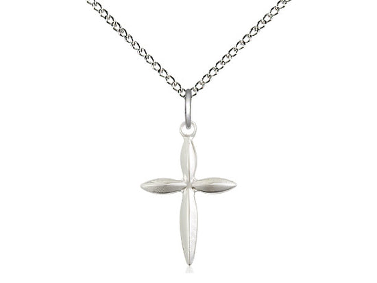 Sterling Silver Cross Pendant on a 18 inch Sterling Silver Light Curb Chain - Unique Catholic Gifts