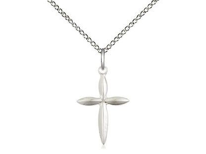 Sterling Silver Cross Pendant on a 18 inch Sterling Silver Light Curb Chain - Unique Catholic Gifts