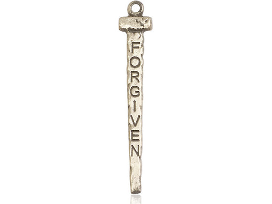 14kt Gold Filled Forgiven Nail Pendant on a 24 inch Gold Plate Heavy Curb Chain - Unique Catholic Gifts