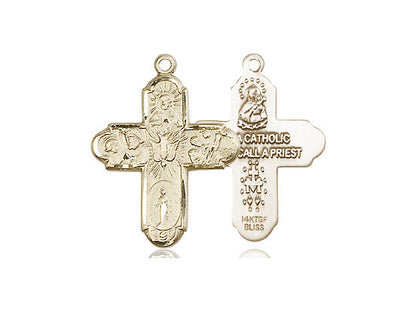 14kt Gold Filled 5-Way Pendant on a 18 inch Gold Filled Light Curb Chain - Unique Catholic Gifts