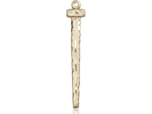 14kt Gold Filled Nail Pendant on a 24 inch Gold Plate Heavy Curb Chain - Unique Catholic Gifts